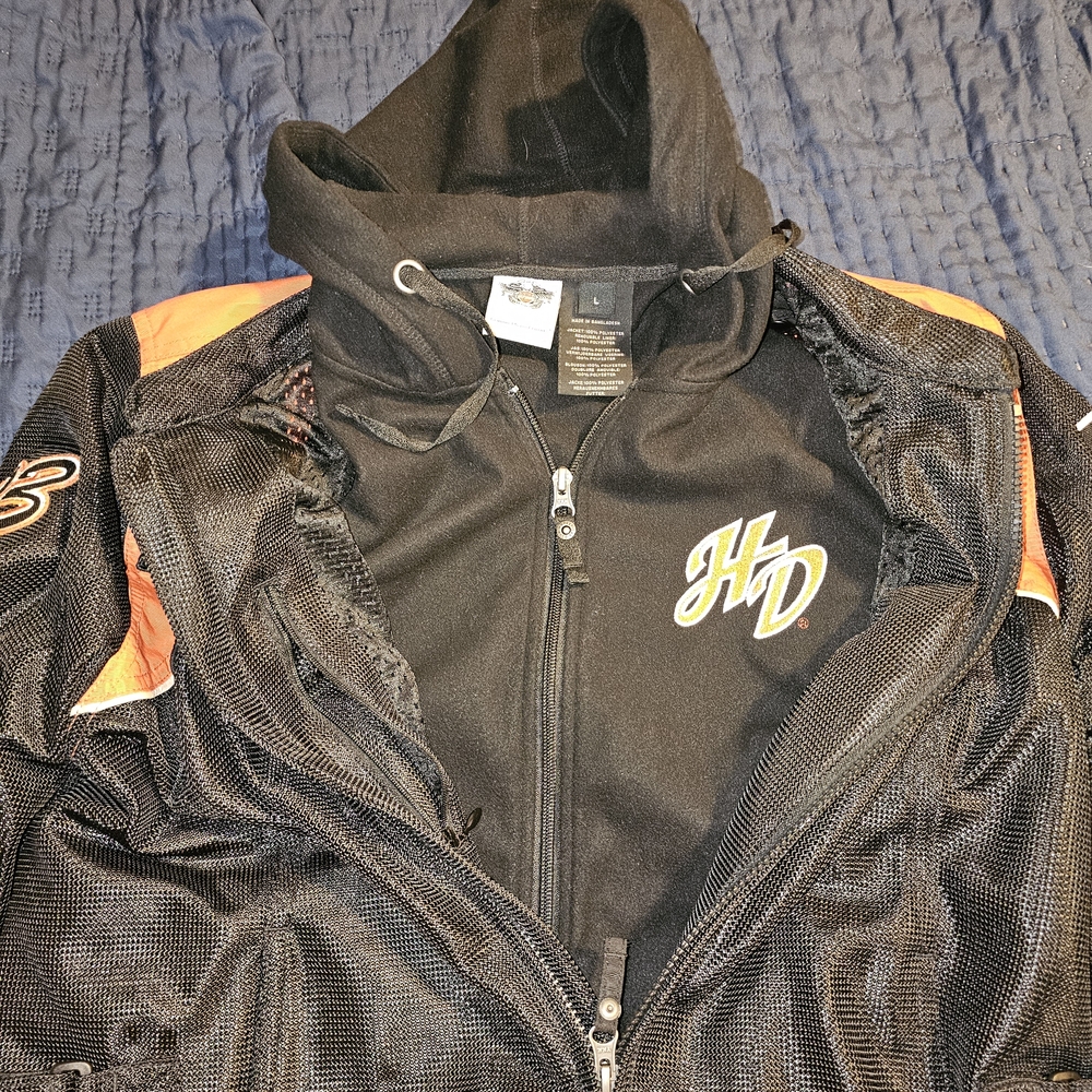 Harley-Davidson Black and Orange Varsity Bomber Jacket